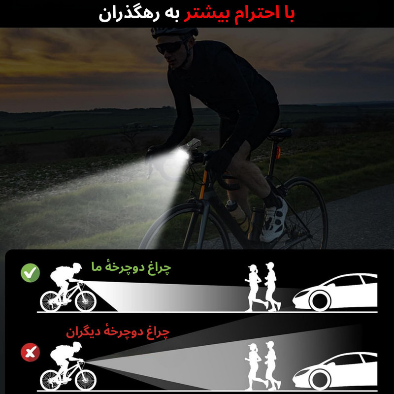چراغ جلوی دوچرخه لومیکس مدل LX-1500
